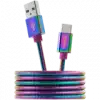 CANYON Type C USB 2.0 standard cable, Power output 5V/9V 2A, OD 3.8mm, metal shell, cable length 1.2m, Rainbow, 14*6*1000mm, 0.04kg
