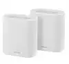 Asus Business Mesh WiFi system, ExpertWiFi EBM68 2PK, AX7800, Tri-Band, Quad-Core 1.7GHz CPU, 256MB/1GB Flash/RAM, 2.5G port, OFDMA, Beamforming, 8 SSIDs, customize guest portal, Commercial-Grade Network Security & VPN, wall mounting,White