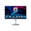 Монитор Philips 27B2U6903/00, 27" IPS WLED panel, AG, 16:9, 4K UHD 3840x2160, 350cd/m2, 1000:1, 4ms, 60Hz, sRGB, KVM, SoftBlue, MultiView, Flicker-Free, Adaptive sync, 2x HDMI, DP, Thunderbolt 4, USB-C, 4x USB, LAN, HBR3, HAS, Swivel, Tilt, Speakers, PIP/PBP, VESA 100, Black/Grey