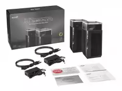 Asus Mesh WiFi system, ZenWiFi Pro XT12 2PK, AX11000, Tri-Band, coverage up to 550m2, Quad-Core 2.0GHz CPU, 256MB/1GB Flash/RAM, 2.5G dual-port, AiProtection Pro, Adaptive QoS, VPN server/client, IPTV, OFDMA, Beamforming, Link Aggregation, AiMesh, Black