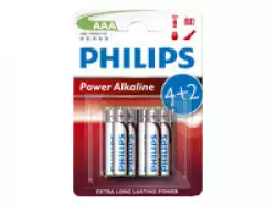 PHILIPS LR03P6BP/10 Batteries PHILIPS Power Alkaline AAA LR03 4+2 Pcs. Blister