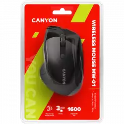 CANYON 2.4Ghz wireless mouse, optical tracking - blue LED, 6 buttons, DPI 1000/1200/1600, Black pearl glossy