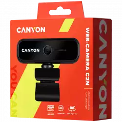 CANYON C2N, 1080P full HD 2.0Mega fixed focus webcam with USB2.0 connector, 360 degree rotary view scope, built in MIC, Resolution 1920*1080, viewing angle 88°, cable length 1.5m, 90*60*55mm, 0.095kg, Black