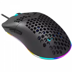 CANYON Puncher GM-11, Gaming Mouse with 7 programmable buttons, Pixart 3519 optical sensor, 4 levels of DPI and up to 4200, 5 million times key life, 1.65m Ultraweave cable, UPE feet and colorful RGB lights, Black, size:128.5x67x37.5mm, 105g