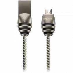 CANYON Micro USB 2.0 standard cable, Power & Data output, 5V 2A, OD 3.5mm, metallic Jacket, 1m, gun color, 0.04kg