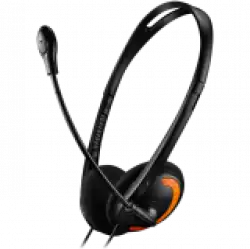 CANYON PC headset with microphone, volume control and adjustable headband, cable 1.8M, Black/Orange