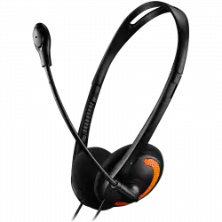 CANYON PC headset with microphone, volume control and adjustable headband, cable 1.8M, Black/Orange