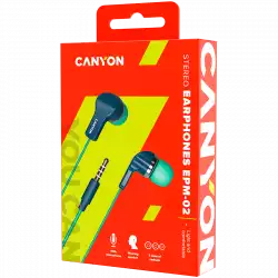 CANYON Stereo Earphones with inline microphone, Green+Blue