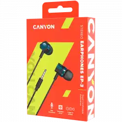 CANYON Stereo earphones with microphone, 1.2M, green