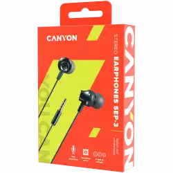 CANYON Stereo earphones with microphone, metallic shell, 1.2M, dark gray