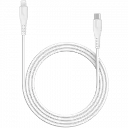 CANYON Type C Cable To MFI Lightning for Apple,  PVC Mouling,Function: with full feature( data transmission and PD charging) Output:5V/2.4A, OD:3.5mm, cable length 1.2m, 0.026kg,Color:White