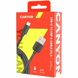 CANYON Type C USB 2.0 standard cable, Power & Data output, 5V 1A, OD 3.2mm, PVC Jacket, 1.8m, black, 0.036kg