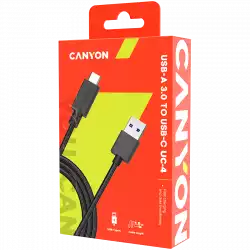 CANYON Type C USB 3.0 standard cable, Power & Data output, 5V 3A, OD 4.5mm, PVC Jacket, 1m, black, 0.039kg