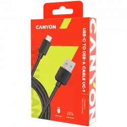 CANYON UC-1 Type C USB Standard cable, cable length 1m, Black, 15*8.2*1000mm, 0.018kg