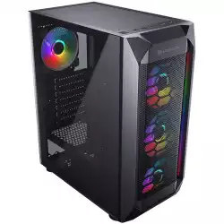 Chassis COUGAR MX410 Mesh-G RGB, Mid Tower, MiniITX/MicroATX/ATX, 210 x 455 x 380 (mm), USB 3.0 x 2, USB 2.0 x 2, Mic x 1 / Audio x 1, RGB Control Button, Mesh with RGB strips Front Panel, Transparent Left Panel: 4mm Tempered Glass, Onboard Lighting