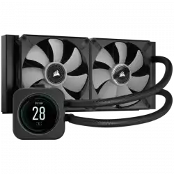 CORSAIR iCUE H100i ELITE LCD Display Liquid CPU Cooler, 240mm Radiator, Dual 120mm ML RGB PWM Fans, Intel: LGA1700/LGA1200/LGA115X/LGA20XX, AMD: AM5/AM4/sTRX4/sTR4, 5Y warranty, black