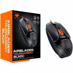 COUGAR AirBlader Tournament (Black) Gaming Mouse, PixArt PAW3399 Optical Gaming Sensor, 20000DPI, 2000Hz Poling Rate, 80M Clicks Gaming Switches, 6 Programmable Buttons, 62G Extreme Lightweight Design, Ultraflex Cable, Grip Tape, PTFE Skates, BOUNCE-ON System