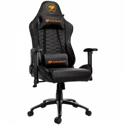 COUGAR OUTRIDER - Black, Gaming Chair, Premium PVC Leather, Head and Lumbar Pillow, High Density Shaping Foam, Continuous 180º Reclining, Adjustable Tilting Resistancer, 2 Direction Adjustable armrest, Full Steel Frame, Class 4 Gas Lift Cylinder