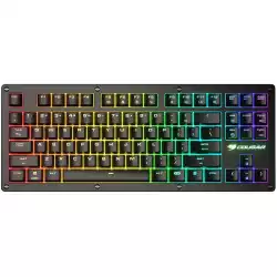 COUGAR PURI TKL RGB Red Switches Mechanical Gaming Keyboard,N-key rollover(USB mode support),Key Backlight White LED,1000Hz/1ms Polling rate,Steel/Plastic,Magnetic Protective Cover,1.8m Braided Cable Length,Detachable Cable,CM system