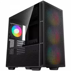 DeepCool CH560, Mid Tower, Mini-ITX/Micro-ATX/ATX/E-ATX, 1xUSB3.0, 1xType-C, 1xAudio, 3x140mm + 1x120mm Pre-Installed ARGB Fans, Tempered Glass, Mesh Panels, GPU Support Arm, Black, R-CH560-BKAPE4-G-1