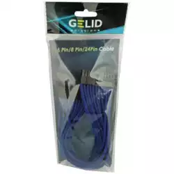 GELID 24pin Power extension cable 30cm individually sleeved BLUE, 18 AWG