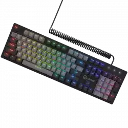 LORGAR Azar 514, Wired mechanical gaming keyboard, RGB backlight, 1680000 colour variations, 18 modes, keys number: 104, 50M clicks, linear dream switches, spring cable up to 3.4m, ABS plastic+metal, magnetic cover, 450*136*39mm, 1.17kg, black, EN layout