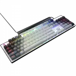 LORGAR Azar 514, Wired mechanical gaming keyboard, RGB backlight, 1680000 colour variations, 18 modes, keys number: 104, 50M clicks, linear dream switches, spring cable up to 3.4m, ABS plastic+metal, magnetic cover, 450*136*39mm, 1.17kg, white, EN layout