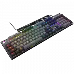 LORGAR Azar 514, Wired mechanical gaming keyboard, RGB backlight, 1680000 colour variations, 18 modes, keys number: 104, 50M clicks, linear dream switches, spring cable up to 3.4m, ABS plastic+metal, magnetic cover, 450*136*39mm, 1.17kg, black, EN layout