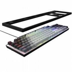 LORGAR Azar 514, Wired mechanical gaming keyboard, RGB backlight, 1680000 colour variations, 18 modes, keys number: 104, 50M clicks, linear dream switches, spring cable up to 3.4m, ABS plastic+metal, magnetic cover, 450*136*39mm, 1.17kg, white, EN layout