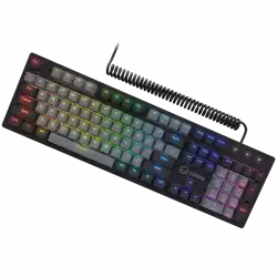 LORGAR Azar 514, Wired mechanical gaming keyboard, RGB backlight, 1680000 colour variations, 18 modes, keys number: 104, 50M clicks, linear dream switches, spring cable up to 3.4m, ABS plastic+metal, magnetic cover, 450*136*39mm, 1.17kg, black, EN layout