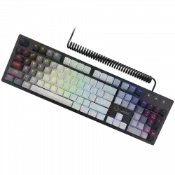 LORGAR Azar 514, Wired mechanical gaming keyboard, RGB backlight, 1680000 colour variations, 18 modes, keys number: 104, 50M clicks, linear dream switches, spring cable up to 3.4m, ABS plastic+metal, magnetic cover, 450*136*39mm, 1.17kg, white, EN layout