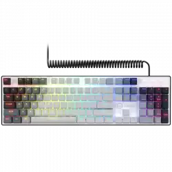 LORGAR Azar 514, Wired mechanical gaming keyboard, RGB backlight, 1680000 colour variations, 18 modes, keys number: 104, 50M clicks, linear dream switches, spring cable up to 3.4m, ABS plastic+metal, magnetic cover, 450*136*39mm, 1.17kg, white, EN layout