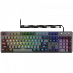 LORGAR Azar 514, Wired mechanical gaming keyboard, RGB backlight, 1680000 colour variations, 18 modes, keys number: 104, 50M clicks, linear dream switches, spring cable up to 3.4m, ABS plastic+metal, magnetic cover, 450*136*39mm, 1.17kg, black, EN layout