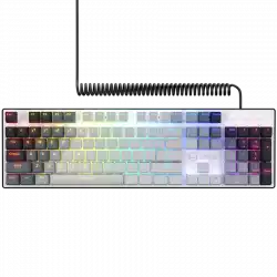 LORGAR Azar 514, Wired mechanical gaming keyboard, RGB backlight, 1680000 colour variations, 18 modes, keys number: 104, 50M clicks, linear dream switches, spring cable up to 3.4m, ABS plastic+metal, magnetic cover, 450*136*39mm, 1.17kg, white, EN layout