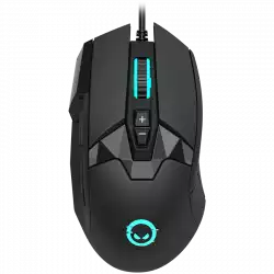 LORGAR Stricter 579, gaming mouse, 9 programmable buttons, Pixart PMW3336 sensor, DPI up to 12 000, 50 million clicks buttons lifespan, 2 switches, built-in display, 1.8m USB soft silicone cable, Matt UV coating with glossy parts and RGB lights with 4 LED flowing modes, size: 131*72*41mm, 0.127kg, black