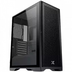 Xigmatek LUX S EN48281, Black, ATX/M-ATX/Mini ITX, U3x1+U2x2, Metal Vents FP & Left TG, 4PCS X24A Fan & Galaxy II Fan Control Kit)