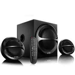 Multimedia Bluetooth Speakers F&D A111X Bluetooth 4.0, USB card reader, MP3/WMA, FM, Remote Control (2.1, 11W x 2+13W (RMS), 120Hz-20kHz, Subwoofer: 65Hz-120Hz, USB/SD card reader, Wooden, Black)