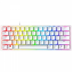 Razer Huntsman Mini White, Linear Optical Switch, size 60%, RGB Chroma, Doubleshot PBT Keycaps, Standard Bottom Row Layout, Fully programmable keys with on-the-fly macro recording, 1000 Hz Ultrapolling, Aluminum construction