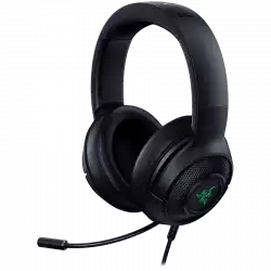 Razer Kraken V3 X, Gaming Headset, TriForce 40mm Drivers, Chroma RGB, HyperClear Cardioid Mic, Hybrid fabric and memory foam ear cushions,  Frequency Response 12 Hz – 28 kHz, Surround sound: Only available on Windows 10 64-bit
