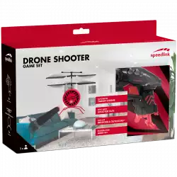 Speedlink DRONE SHOOTER Game Set,Helicopter drone with shooter gun,Twin rotor,Flight time:max.5 mins,Battery:Li-polymer,3.7V,75mAh,WL range:5m,Shooter gun with 3 soft darts,Shooting range:max.6m,black