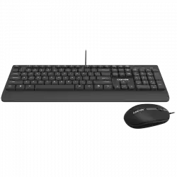 CANYON SET-14, USB wired combo set,Wired Chocolate Standard Keyboard ,105 keys,BG layout, slim  design with chocolate key caps,optical 3D wired mice 100DPI black , 1.5 Meters cable length