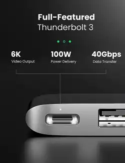 Ugreen хъб HUB for Apple Macbook Pro/Air USB3.1 Type-C x 2 - USB3.0 x 2, SD/TF, Power Distribution CM251 - 60560