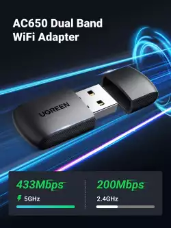 Ugreen безжичен адаптер Wireless USB adapter AC650 433Mbps CM448 - 20204