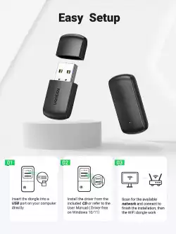 Ugreen безжичен адаптер Wireless USB adapter AC650 433Mbps CM448 - 20204