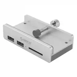 Orico хъб USB 3.0 HUB Clip Type 2 port, SD card reader - aux Micro-USB power input, Aluminum - MH2AC-U3-SV