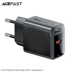 Acefast Универсално зарядно за стена Charger Wall GaN PD30W - A102 - USB-C x 1, Black