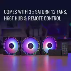 AeroCool комплект вентилатори Fan Pack 3-in-1 3x120mm - Saturn 12F ARGB Pro - Addressable RGB with Hub, Remote - ACF3-ST10247.01