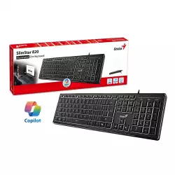 Genius клавиатура кирилизирана Keyboard SlimStar 820 Black  - AI, Illuminated, Slim, BG, USB