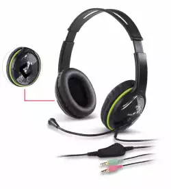 Genius слушалки с микрофон Headset HS-400A - 3.5 mm, Mic, Black/Green