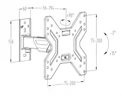 Makki стенна стойка за телевизор TV Mount - SM52 - Adjustable, 17"-42", 25 kg - TV-SM52